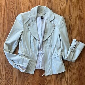 White House Black Market Light Gray Leather Jacket